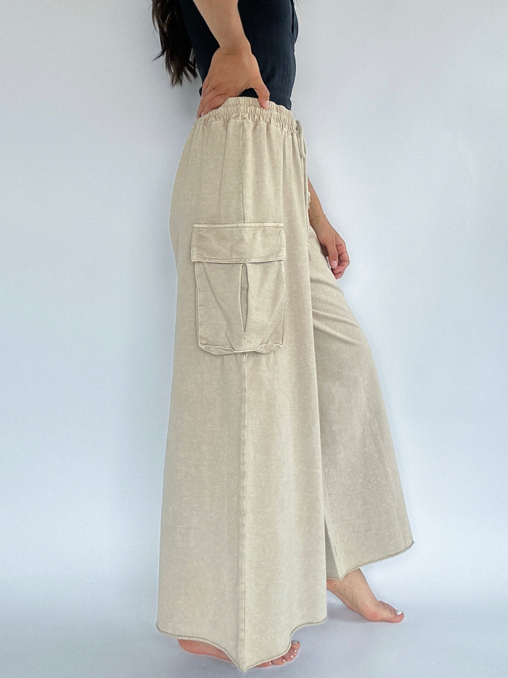 Keep Driving Wide Leg Pants - Khaki