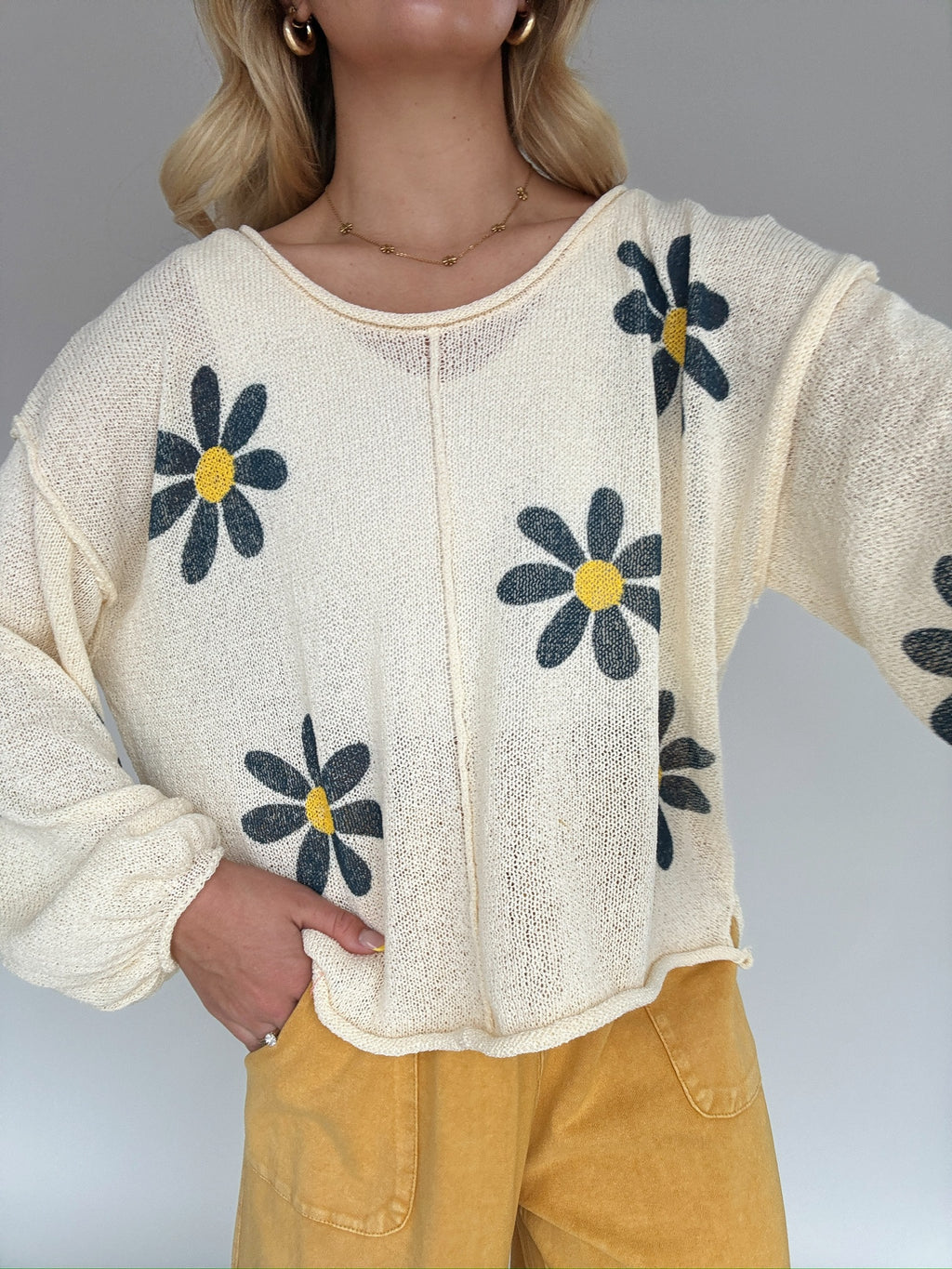 Adore You Daisy Knit Top - Cream