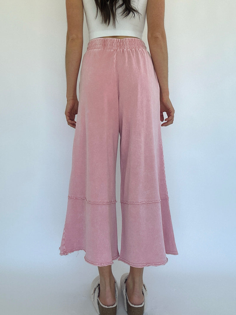 Flower Lane Wide Leg Pants - Rose