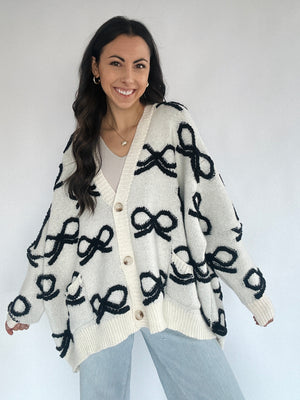 So True Bow Cardigan - Black