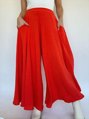 Coast To Coast Wide Leg Pants - Tomato Red