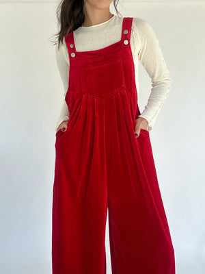 Always Been You Velvet Overalls - Red