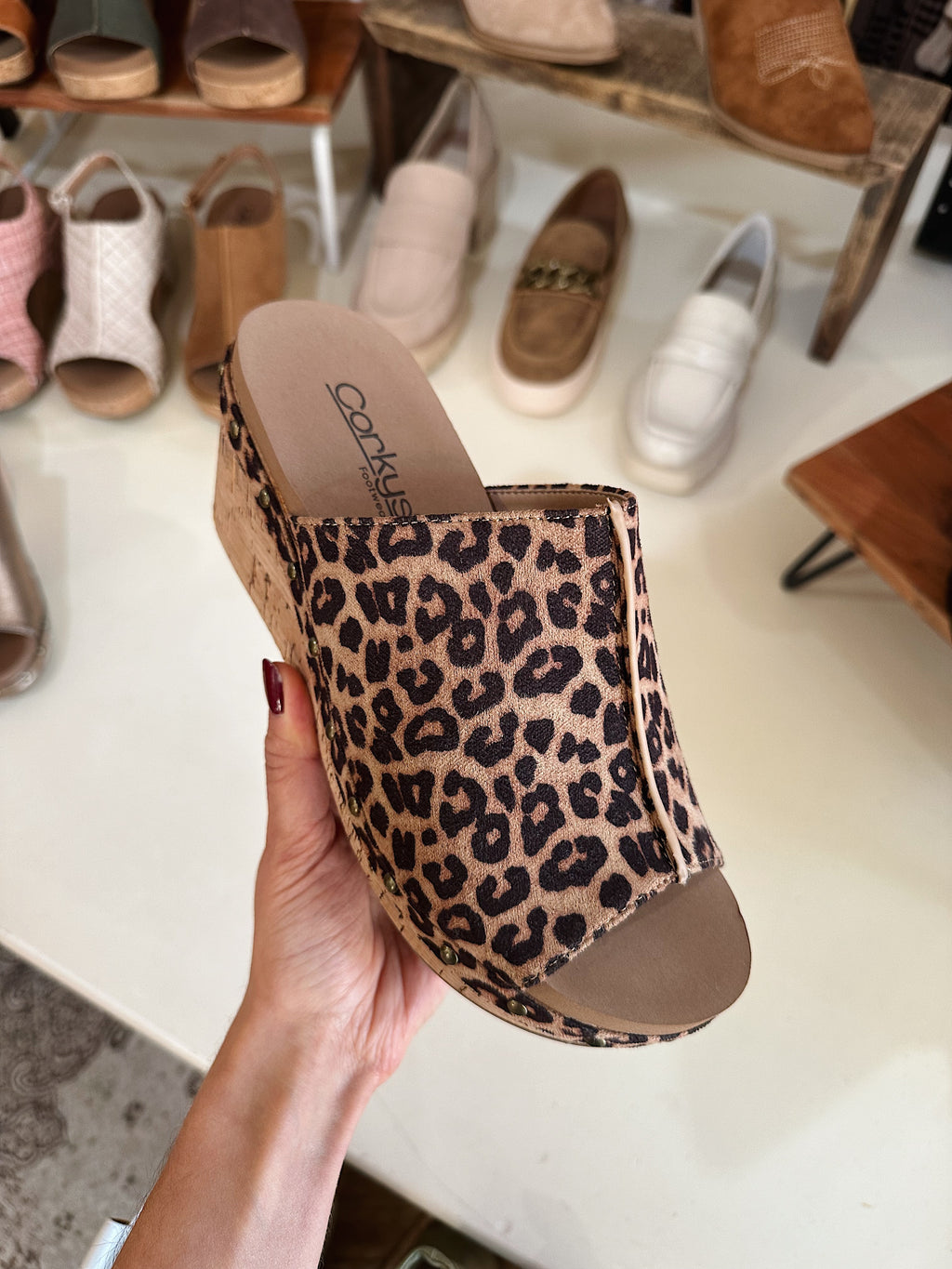 Hissy Fit Wedge - Tan Leopard