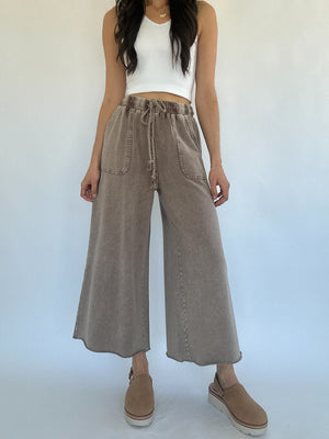 Back Seat Driver Wide Leg Pants - Mocha