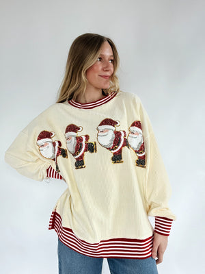 Sequin Santa Corded Pullover