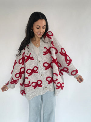 So True Bow Cardigan - Red