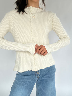 Avalon Rib Knit Top - Ecru