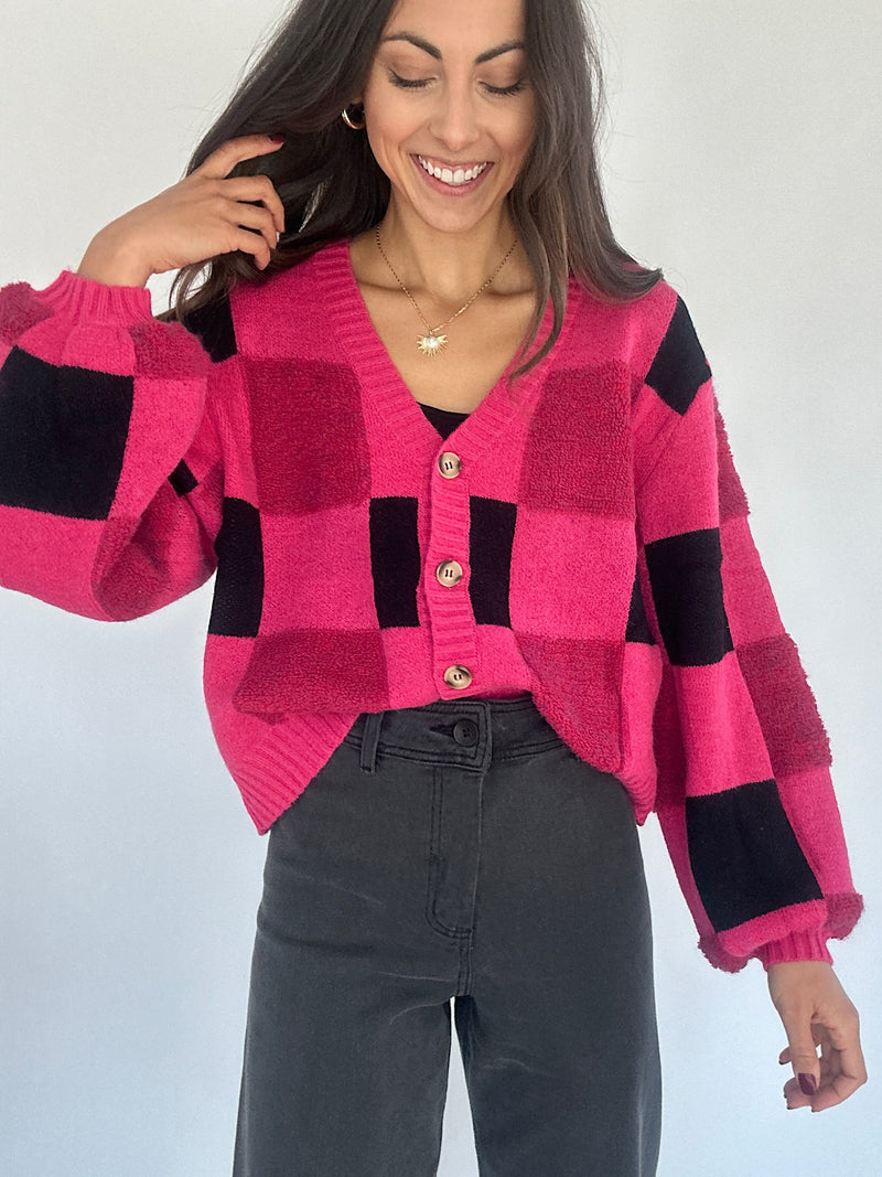 Head Over Heels Checkered Cardigan