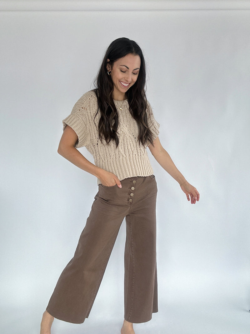 Sunday Stroll Wide Leg Pants - Brown