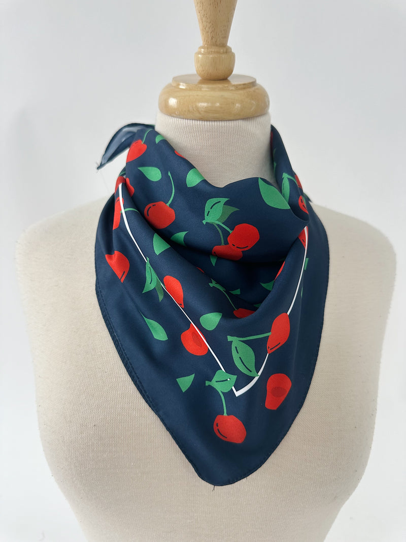 Cherry Bandana Scarf - Black