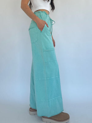 Take The Trip Wide Leg Pants - Atlantis Green