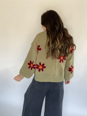 Caught Your Eye Daisy Sweater - Olive