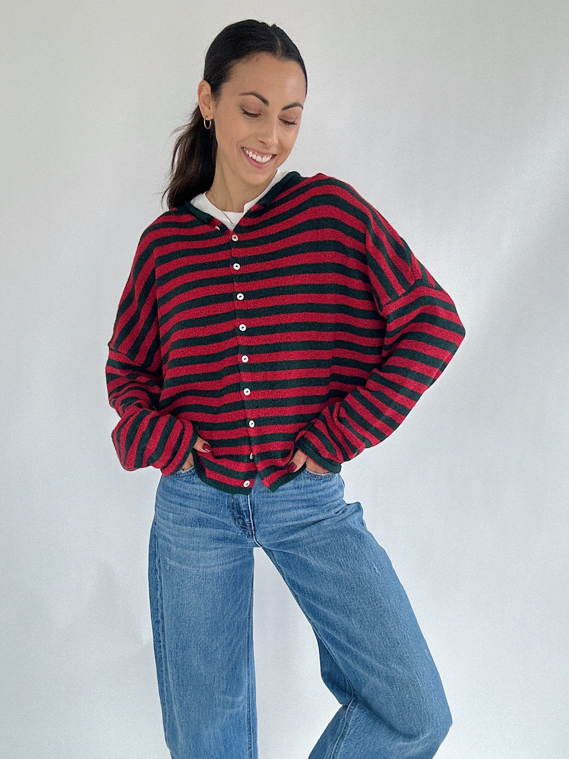 Striped Presley Cardigan Red Green – Blue Magnolia