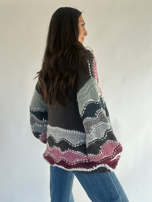 Meet You Later Crochet Cardigan - Charcoal