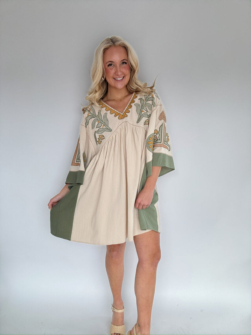 On The Right Path Mini Dress - Sage