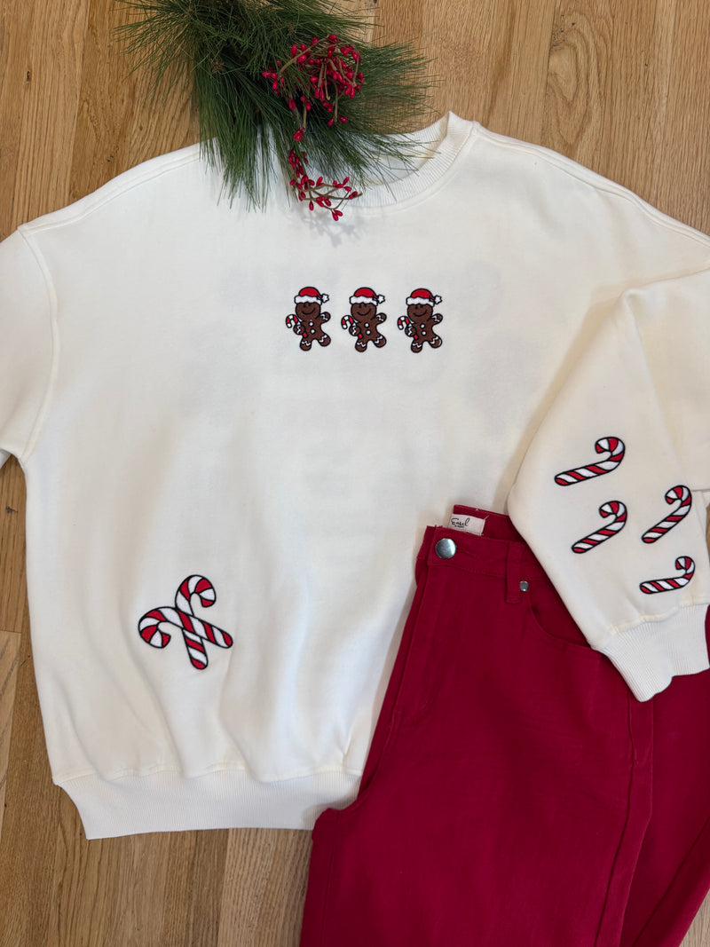 Gingerbread Recipe Embroidered Sweatshirt