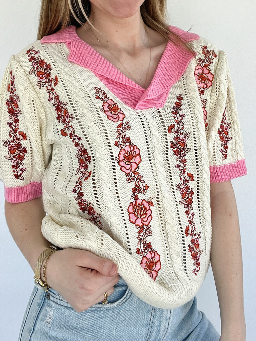 Rosanne Embroidered Knit Top