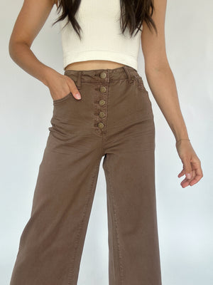 Sunday Stroll Wide Leg Pants - Brown