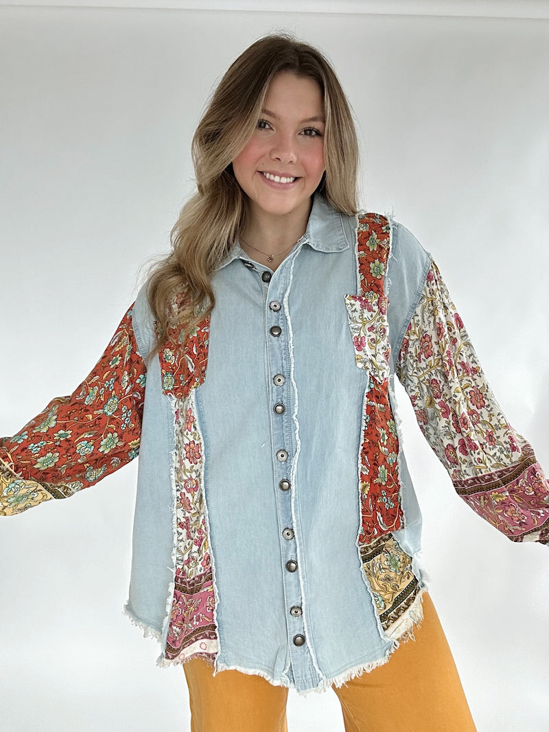 Erynn Mixed Pattern Top