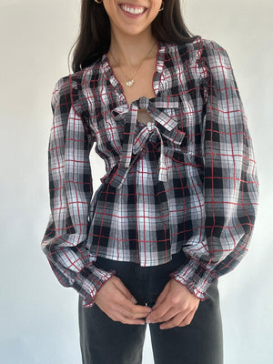 Lorelai Plaid Bow Top