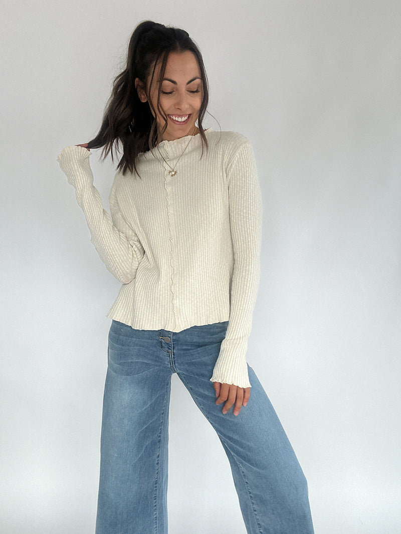 Avalon Rib Knit Top - Ecru