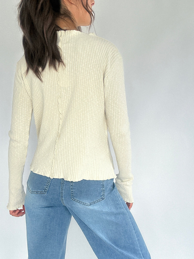 Avalon Rib Knit Top - Ecru