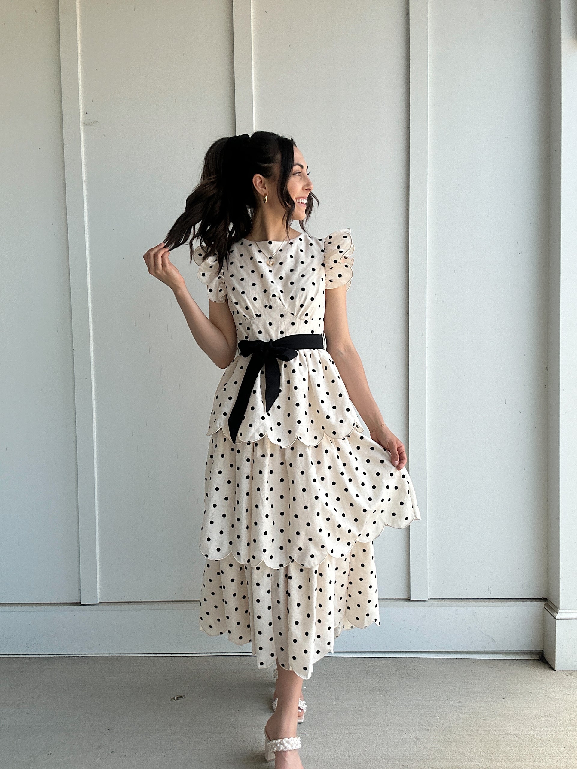 Polka Dot Waisted Midi Dress Buy Lipsy Black/White Long Sleeve