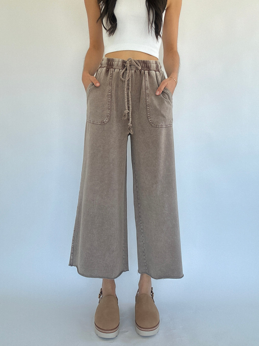 Back Seat Driver Wide Leg Pants - Mocha