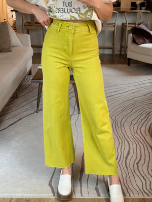 Main Squeeze Wide Leg Pants - Lime