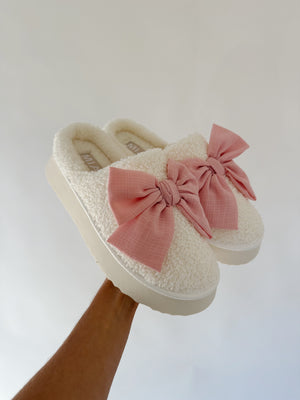 Blush Bow Slippers