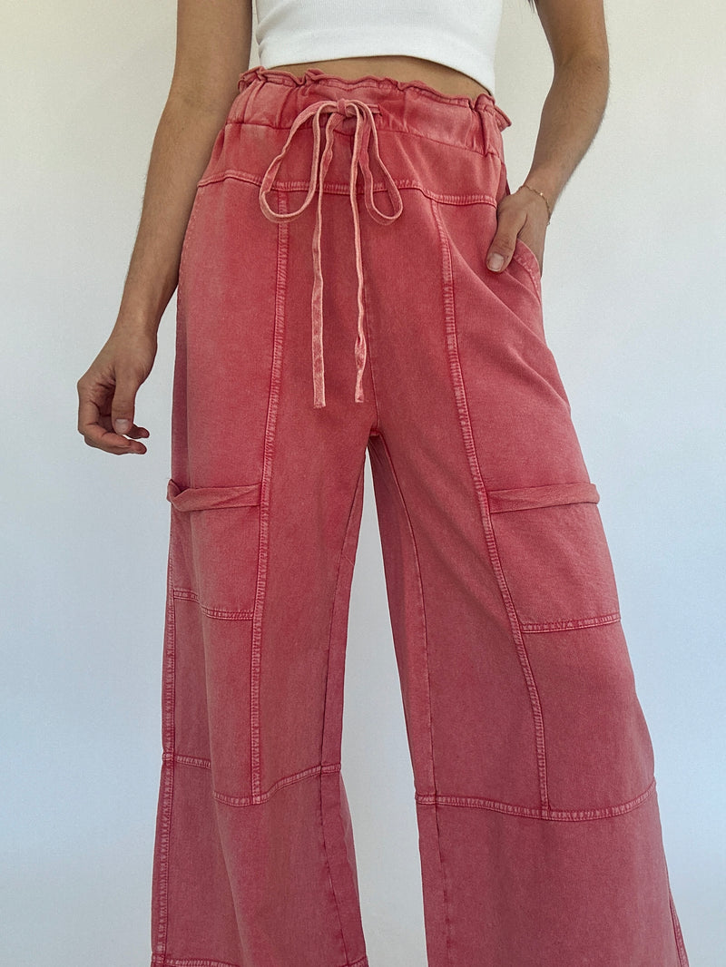 Take The Trip Wide Leg Pants - Tomato