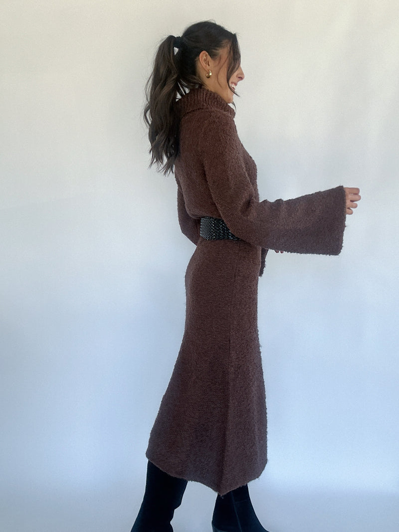 Chelsie Midi Sweater Dress - Brown