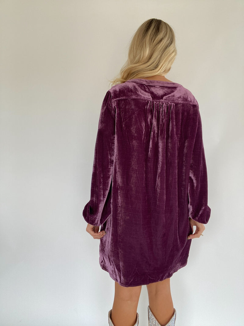 Heaven Sent Velvet Tunic Dress - Dark Lilac