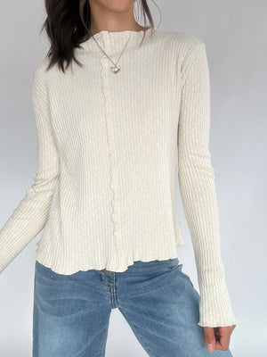 Avalon Rib Knit Top - Ecru