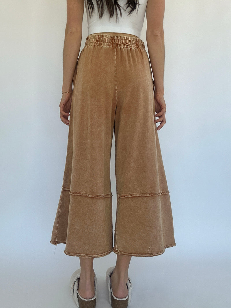 Flower Lane Wide Leg Pants - Almond