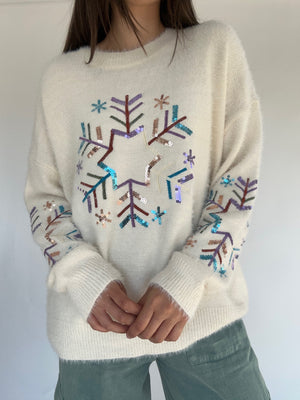 Sequin Snowflake Sweater