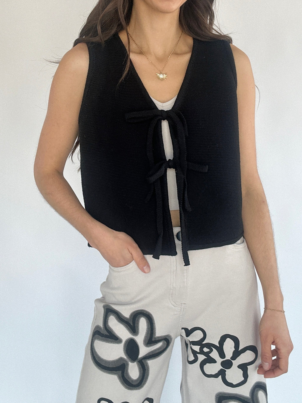 Low Key Knit Vest Top - Black