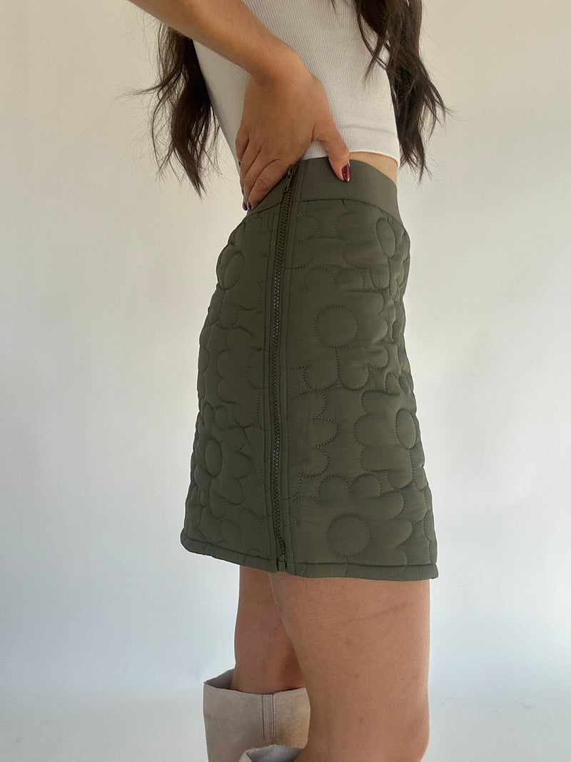 Flower Bomber Quilted Mini Skirt