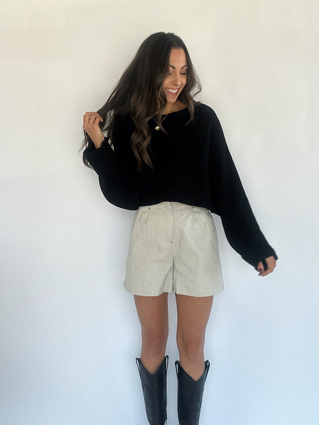 Freeway Cropped Sweater - Black