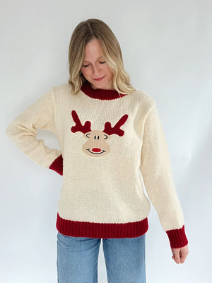 Rudolph Embroidered Sweater