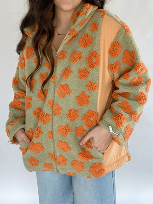 Feeling Good Flower Sherpa Jacket