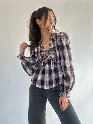 Lorelai Plaid Bow Top