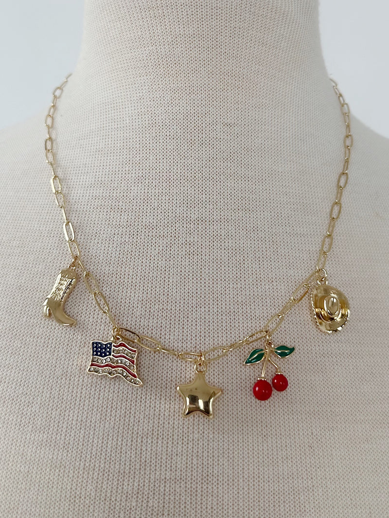 Western Cherry Charm Necklace