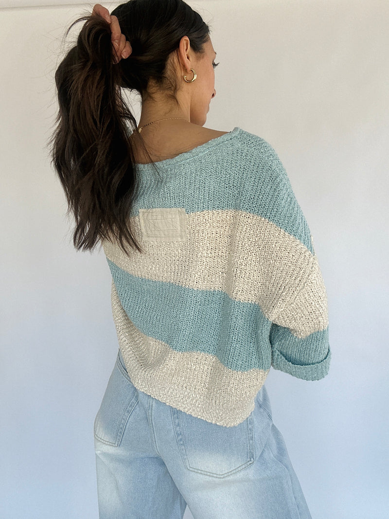 Alina Knit Top - Mint Blue