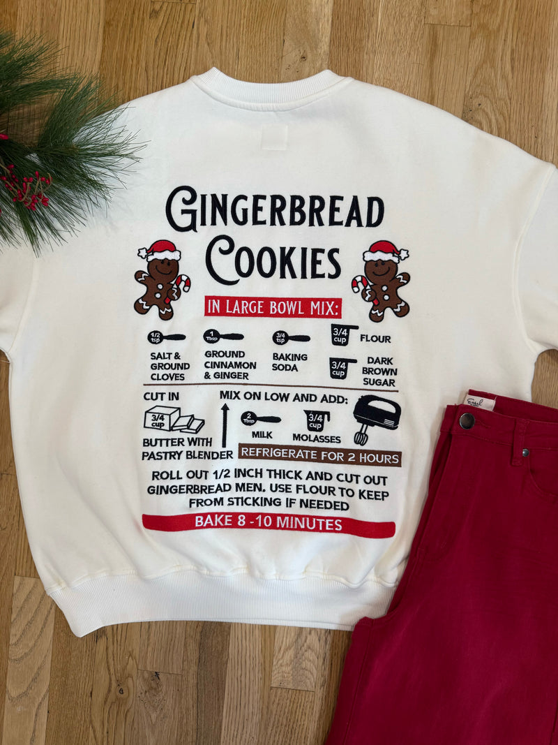 Gingerbread Recipe Embroidered Sweatshirt