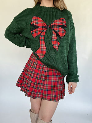 Mariah Plaid Bow Sweater