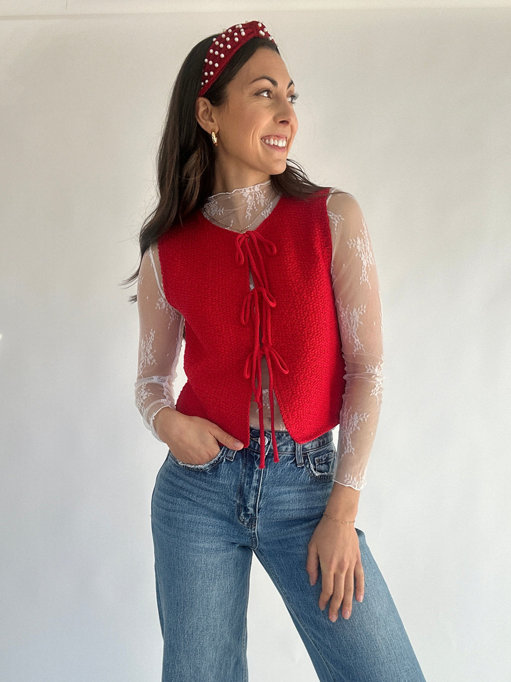 Tied Together Knit Top - Red