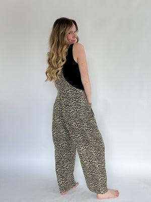 Last Time Leopard Barrel Overalls