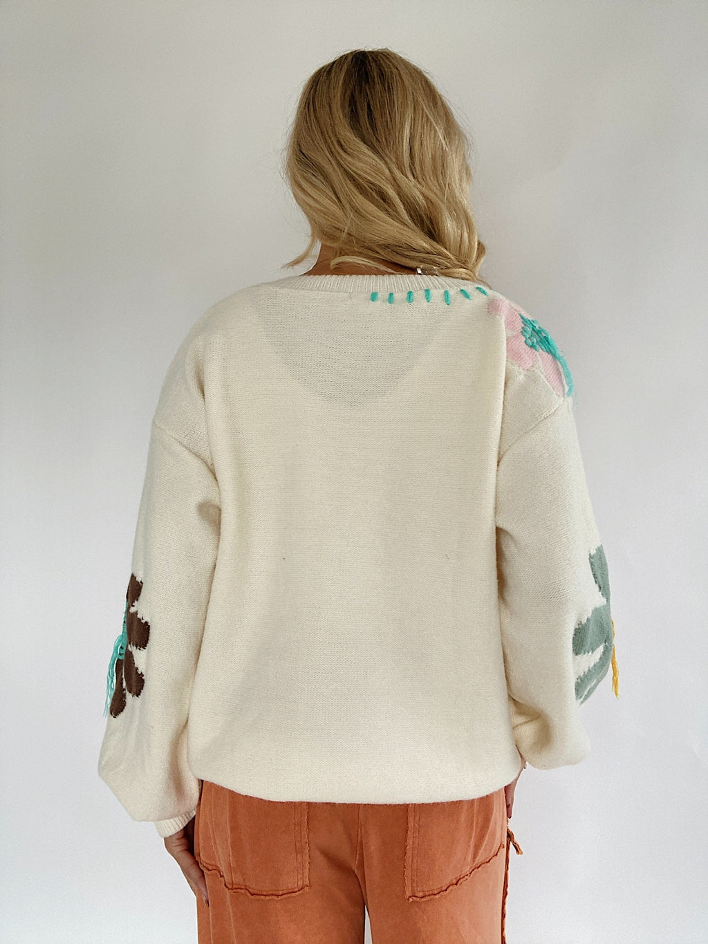 Wait A Sec Floral Sweater - Ivory
