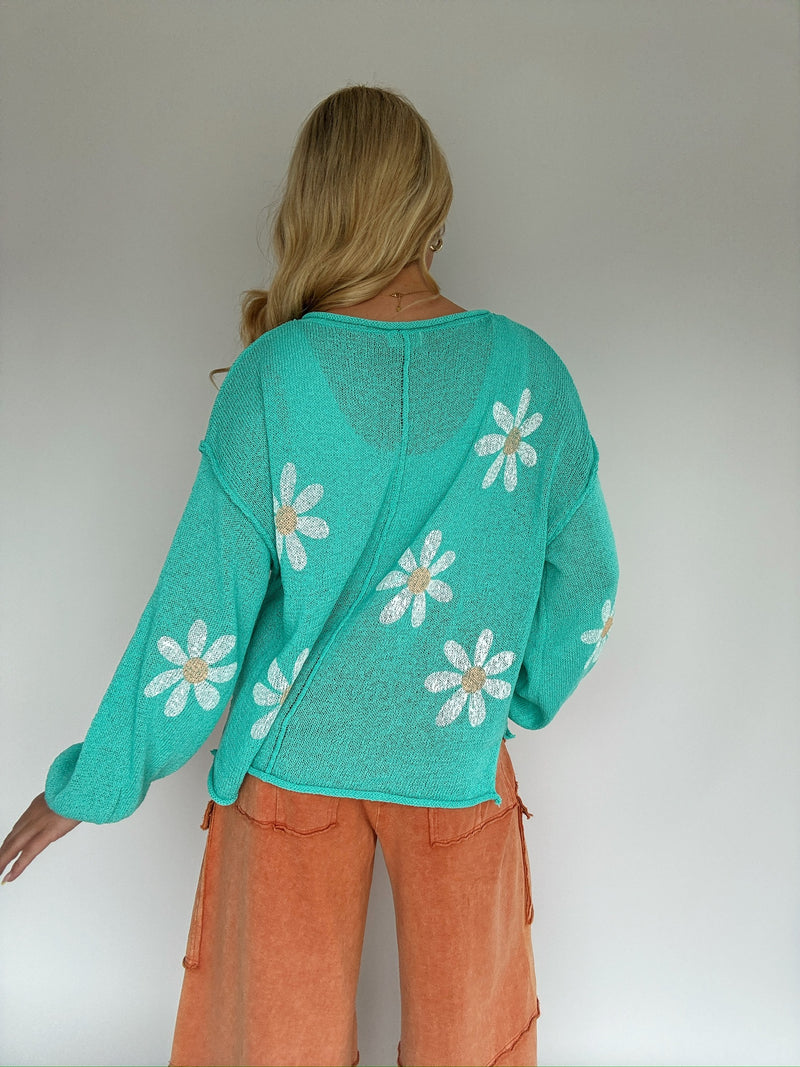 Adore You Daisy Knit Top - Mint